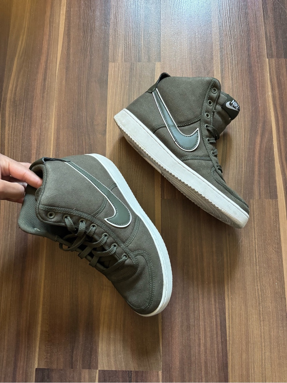 Nike Olive High-Top Sneakers with White Sole
